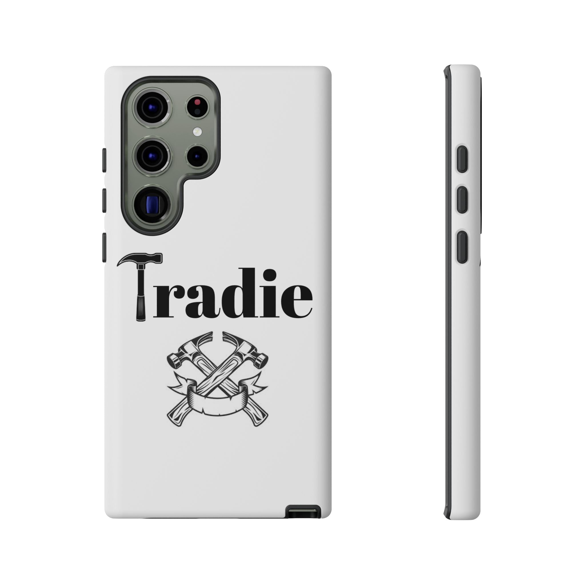 Tradie Tools Phone Case — 'Tradie' Design with Hammer & Crossed Tools