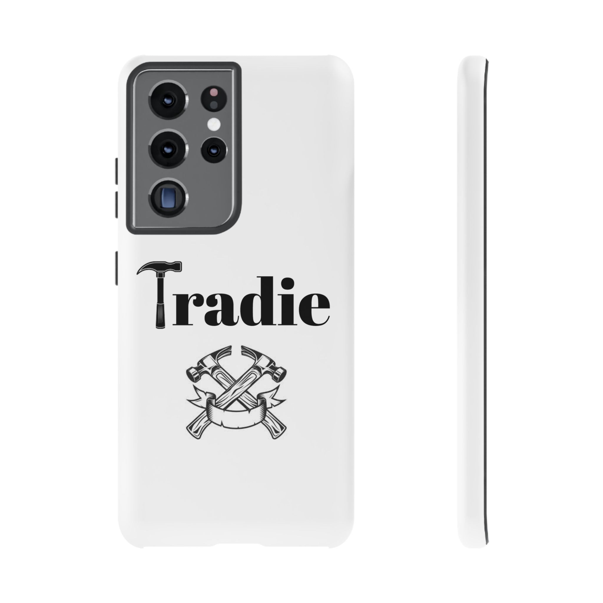 Tradie Tools Phone Case — 'Tradie' Design with Hammer & Crossed Tools
