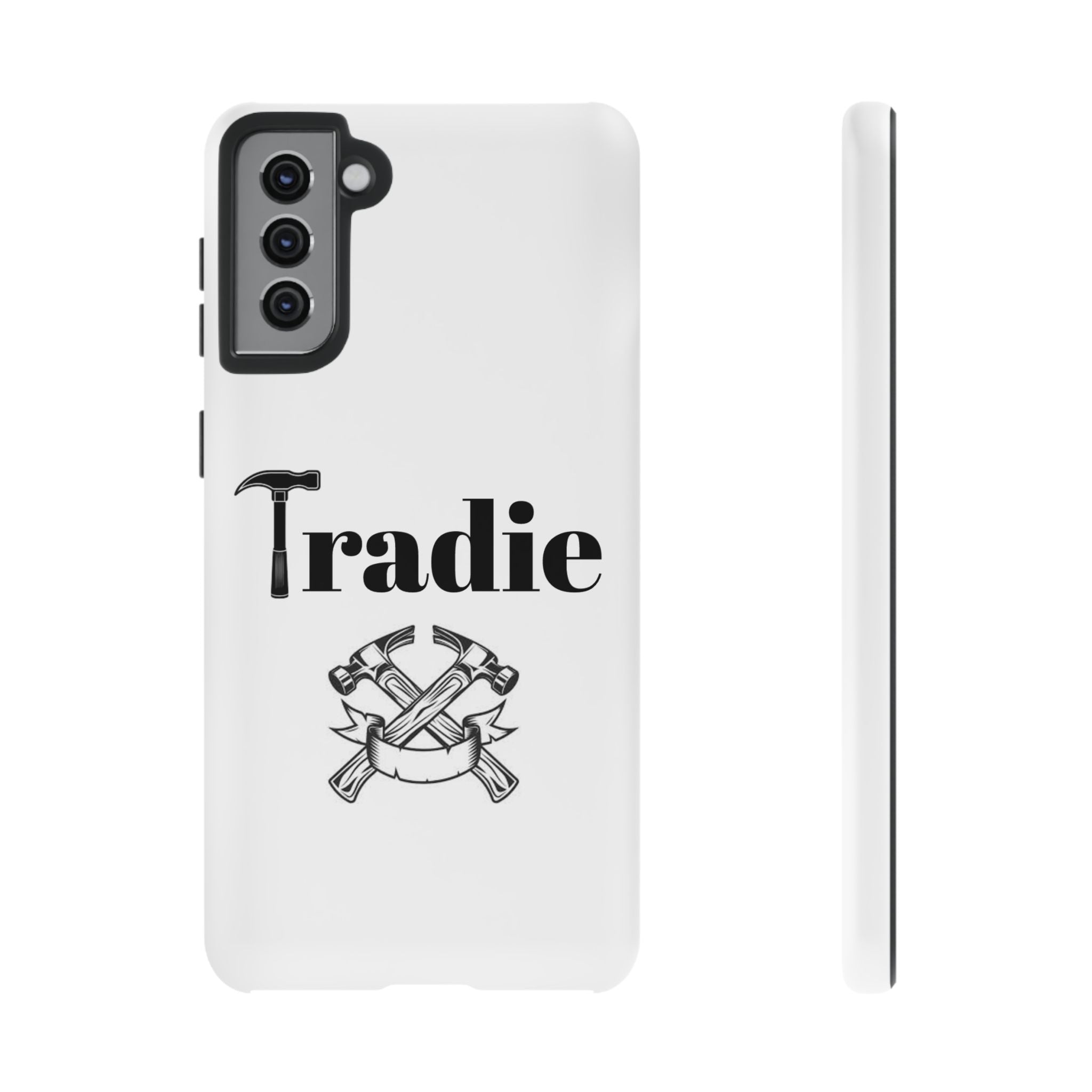 Tradie Tools Phone Case — 'Tradie' Design with Hammer & Crossed Tools
