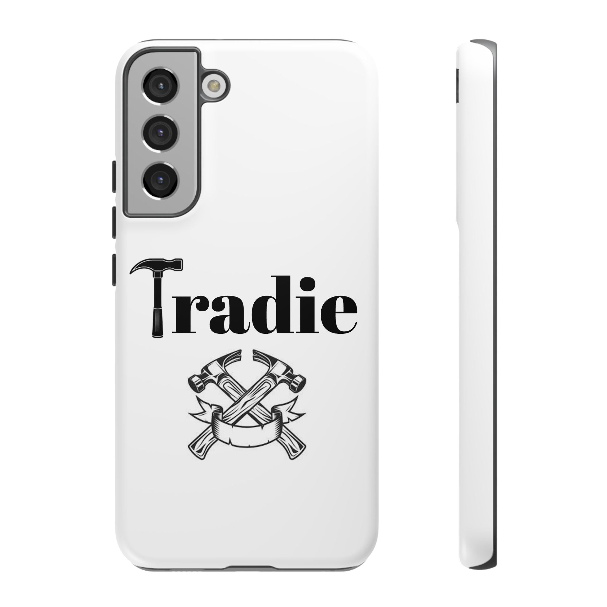 Tradie Tools Phone Case — 'Tradie' Design with Hammer & Crossed Tools