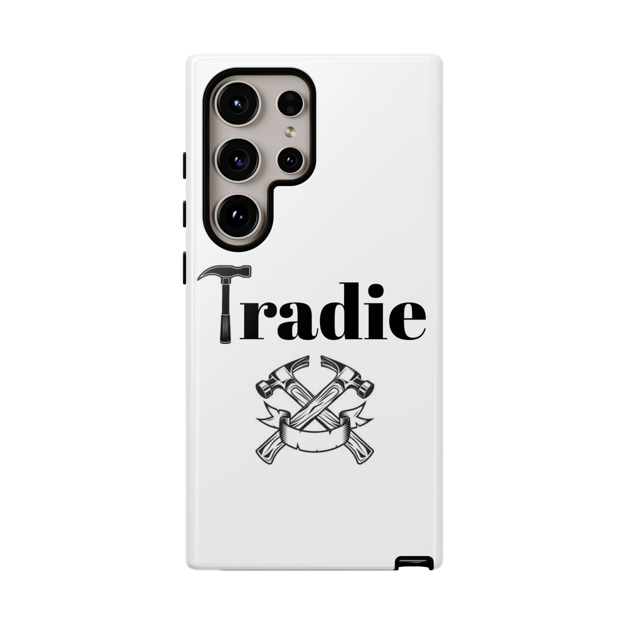 Tradie Tools Phone Case — 'Tradie' Design with Hammer & Crossed Tools