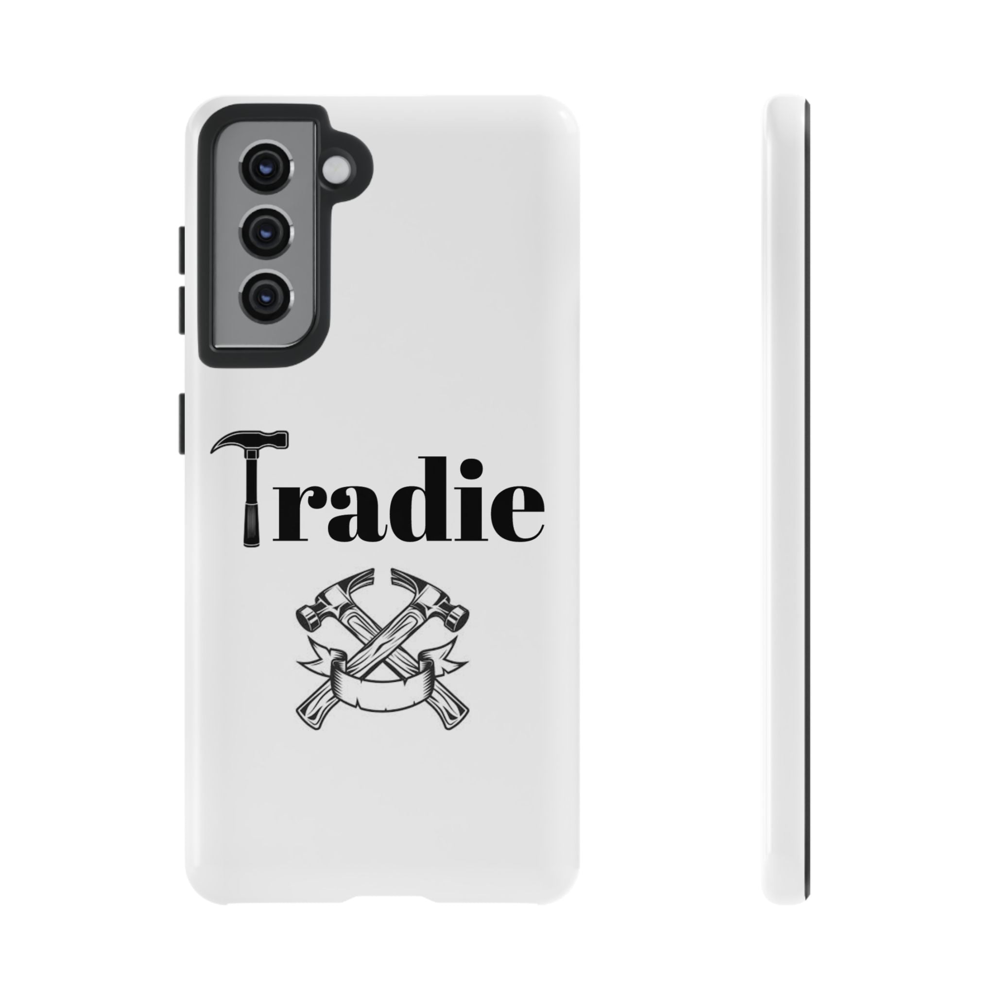 Tradie Tools Phone Case — 'Tradie' Design with Hammer & Crossed Tools