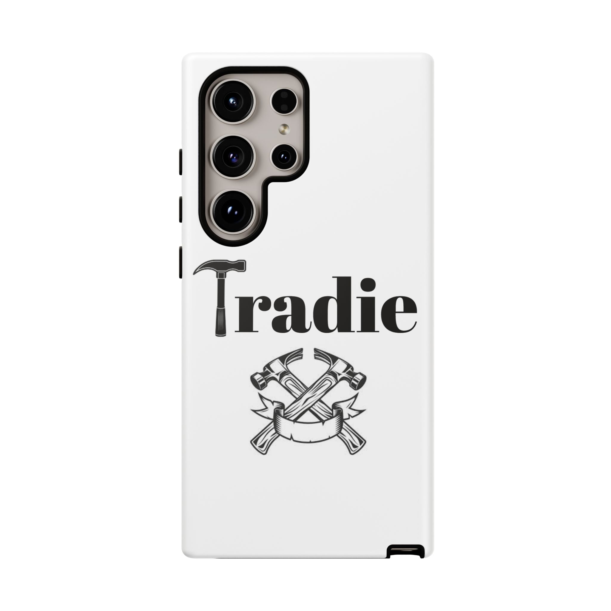 Tradie Tools Phone Case — 'Tradie' Design with Hammer & Crossed Tools