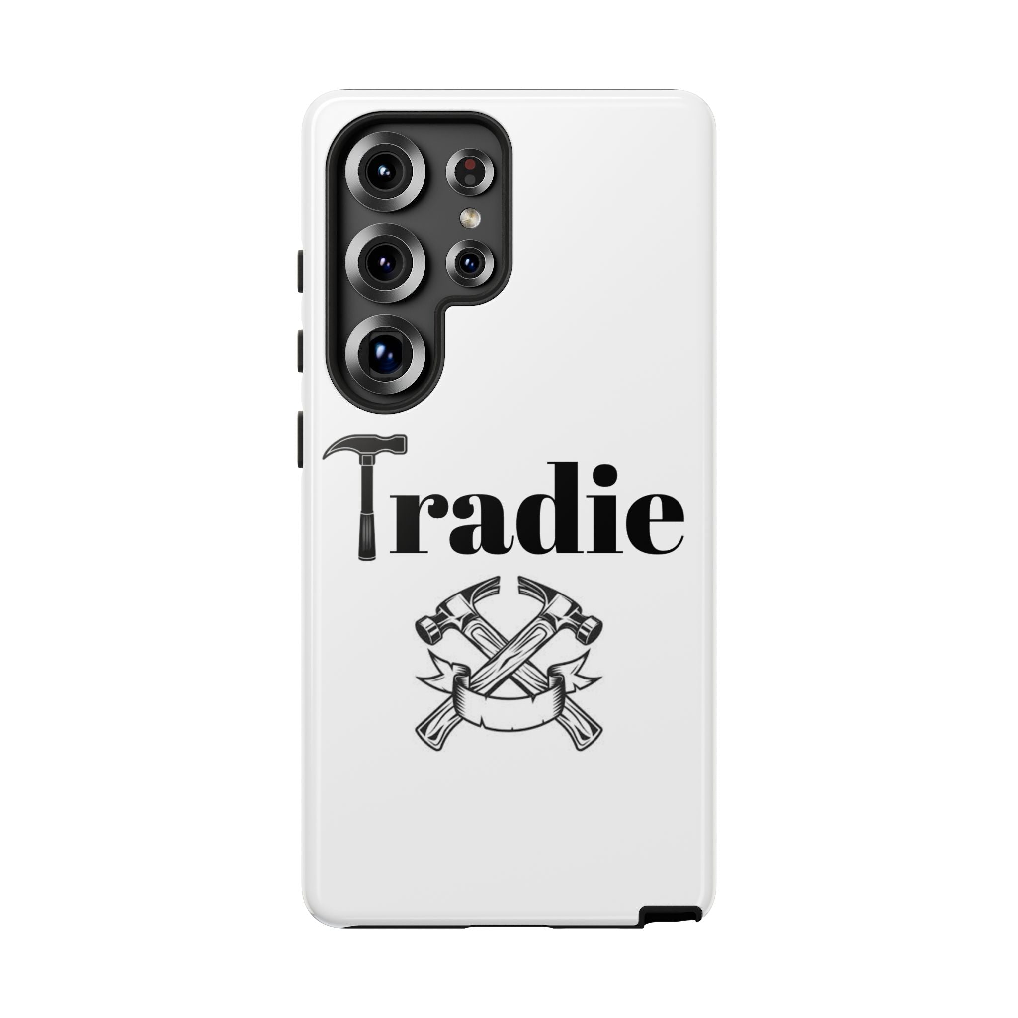 Tradie Tools Phone Case — 'Tradie' Design with Hammer & Crossed Tools