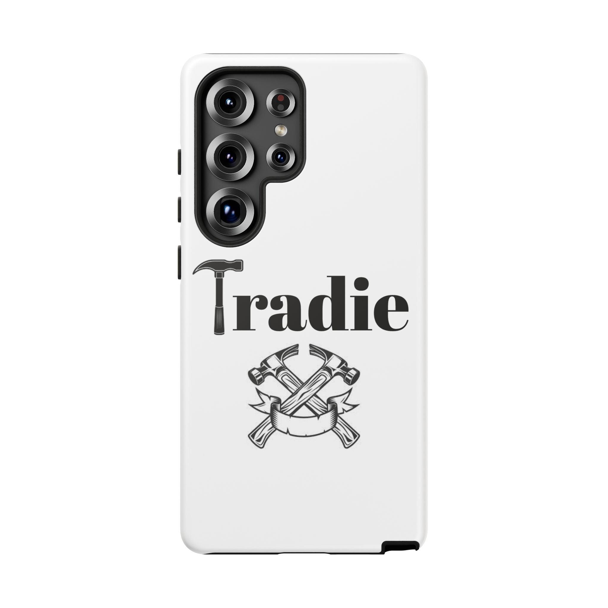 Tradie Tools Phone Case — 'Tradie' Design with Hammer & Crossed Tools