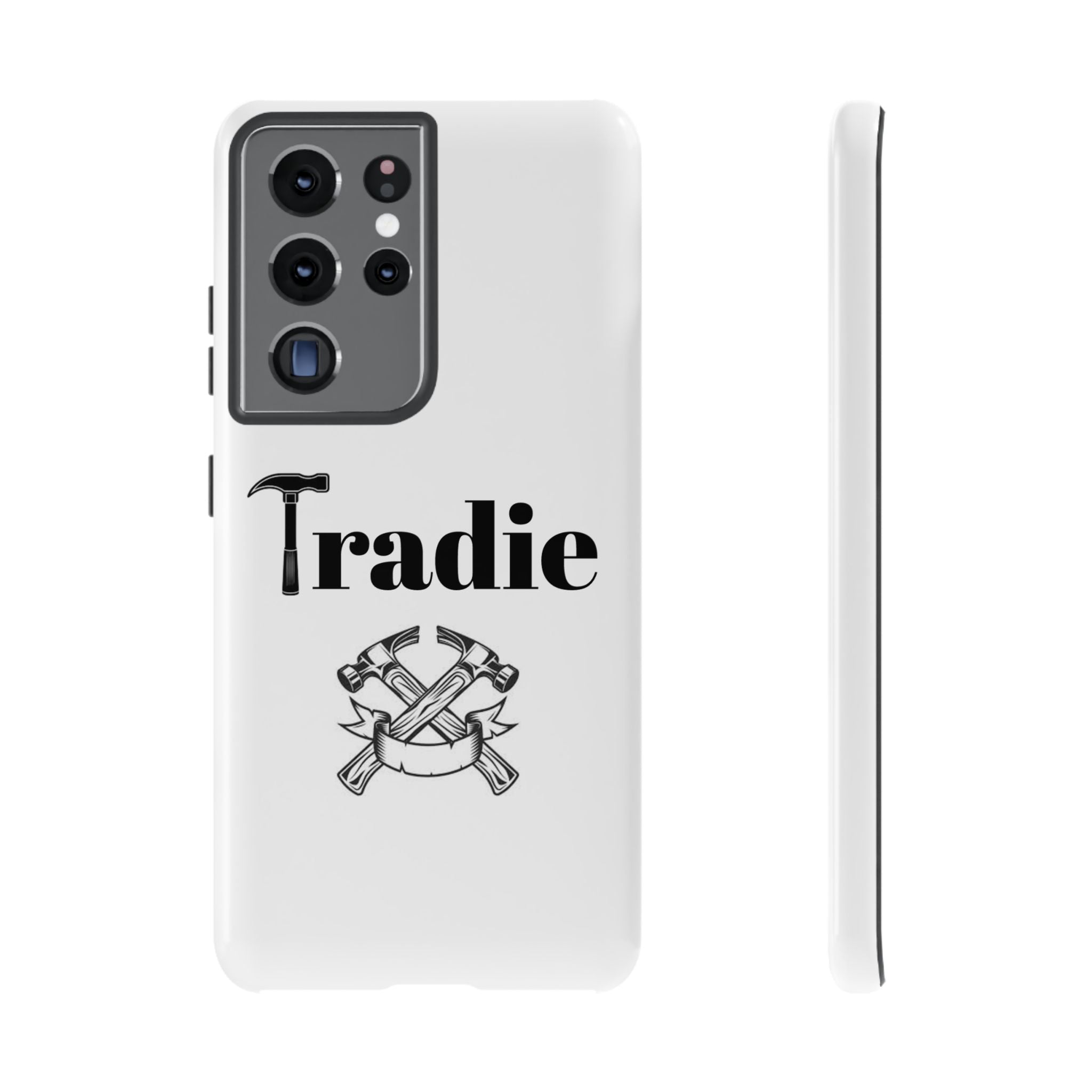 Tradie Tools Phone Case — 'Tradie' Design with Hammer & Crossed Tools