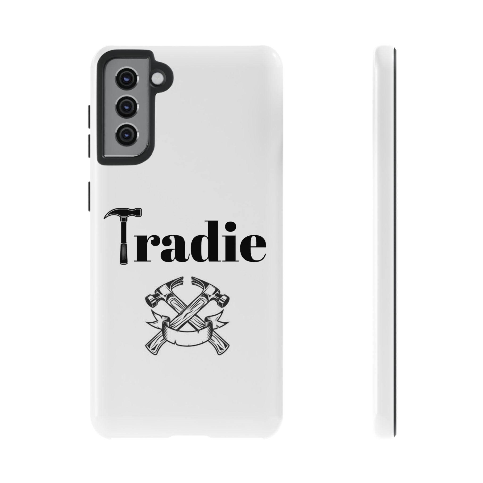 Tradie Tools Phone Case — 'Tradie' Design with Hammer & Crossed Tools