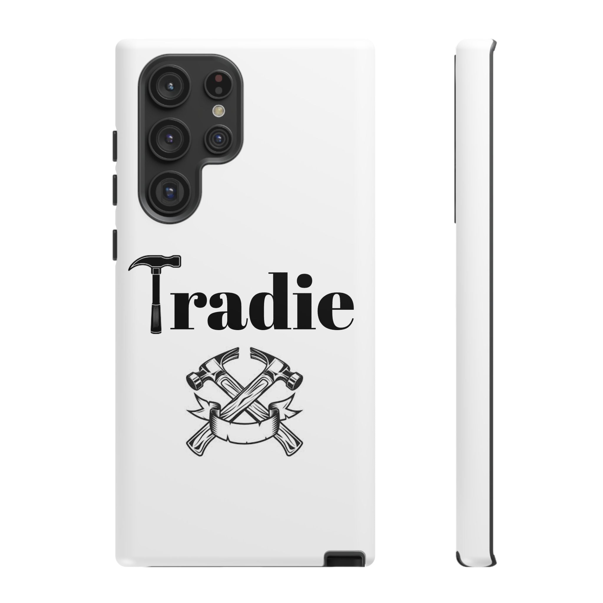 Tradie Tools Phone Case — 'Tradie' Design with Hammer & Crossed Tools